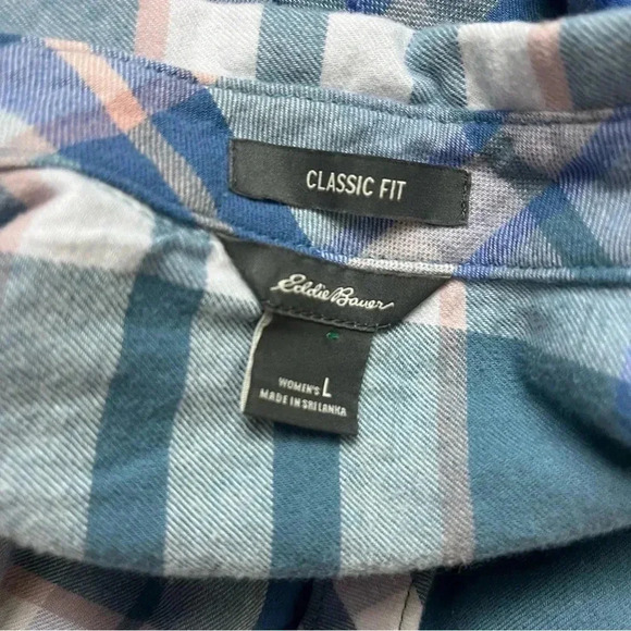 Eddie Baur Blue Classic Fit 100% Cotton Plaid Flannel Size Large - Picture 8 of 9